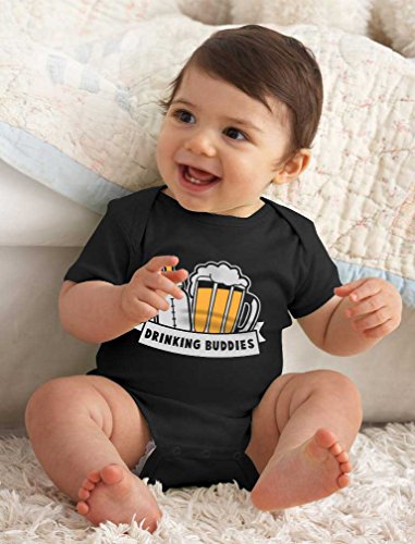 TeeStars - Drinking Buddies Father's Day Gift Baby & Dad Cute Baby Bodysuit 6M Black
