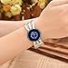 Top Plaza Womens Fashion Elegant Cuff Bangle Analog Quartz Arabic Numeral Bracelet Watch 7''-Silver Tone Blue Face