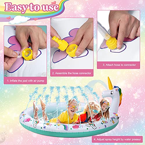 Decorlife Unicorn Splash Pad, Inflatable Sprinkler for Kids or Toddlers