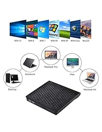 External DVD Drive, andyer Portable High-Speed USB 3.0 Type-C CD DVD + -RW Optical Drive CD Burner Slim DVD Reader Writer for PC Laptop Desktops, Compatible with Windows Mac OSX Linux (Large)