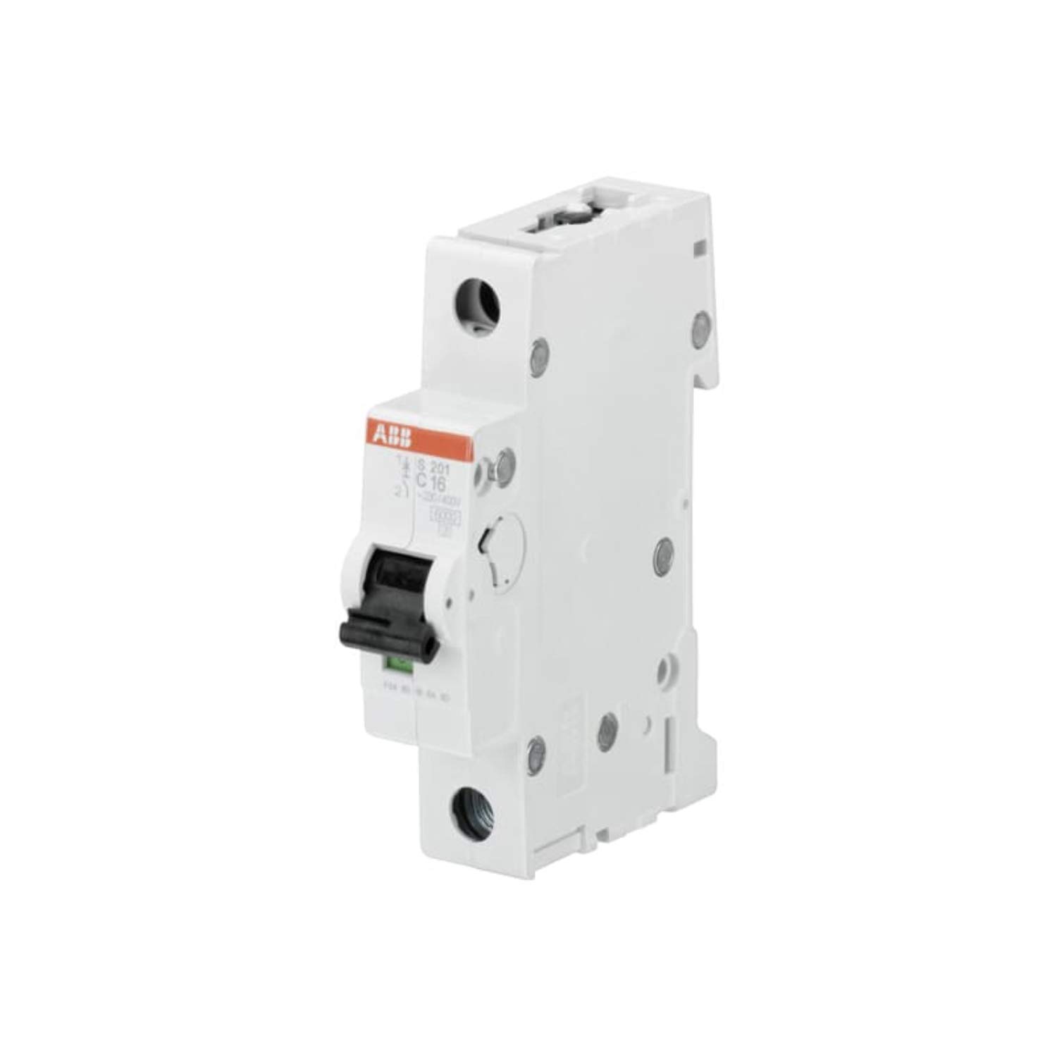 ABB S201-C2 Miniature Circuit Breaker, 1 Pole, Type C, 6/10kA Breaking Capacity, 2 Amp Current (2CDS251001R0024)