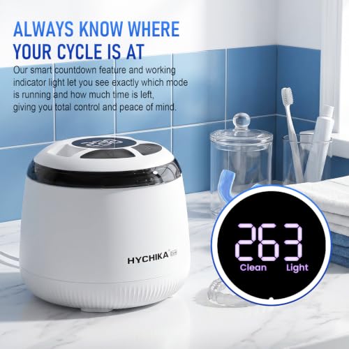 Limpiador Ultrasonidos Dental con Luz UV-C,Resistente al Agua,48kHz con Temporizador,4 Modos,200mL.Ideal para Prótesis Dentales,Alineadores,Protectores Bucales y Férulas Nocturnas.Blanco. | Resistente al Agua