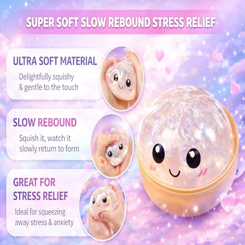 SLEEPHEAD®New Mystery Dumpling Squishy, Rare Glitter Dumpling Squishy– Random Surprise Stress Dumplings in Mini Steamer Basket (Color Random*3)