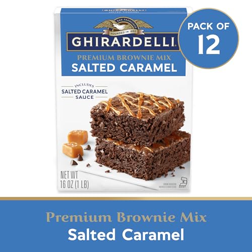 Ghirardelli Salted Caramel Premium Brownie Mix, Includes Salted Caramel Sauce, 16 oz Boxes (Pack of 12) Image
