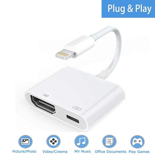 Boomly HDMI Adaptador Digital AV Compatible con iPhone X XR XS MAX ...