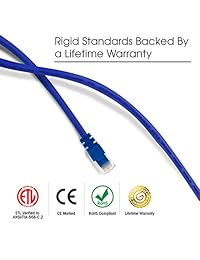 GearIT paquete de 100 cables de Ethernet Cat 6 de 1 pie con agarre   Cable RJ45 para red LAN, color azul   Compatible con POE de 5 puertos, Azul