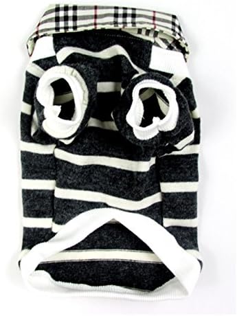 WWYSB Pet Dog Clothes British England Style Black White Striped Puppy Sweater (S)