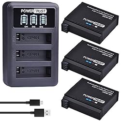 PowerTrust 3Pcs AHDBT-401 Battery for Gopro Hero 4
