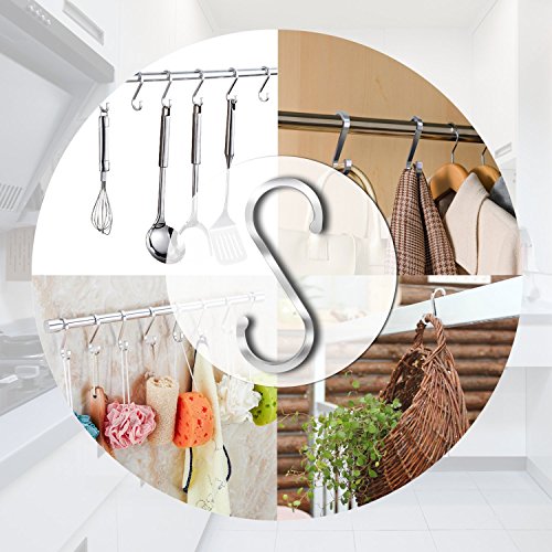 ACMETOP S Shape Hooks Heavy-duty Hanging Hooks for Kitchenware Spoons Pans Pots Utensils Bags Towels Plants Gardening Tools Shower Curtains (10 Pack, Silver) - Thumbnail 7