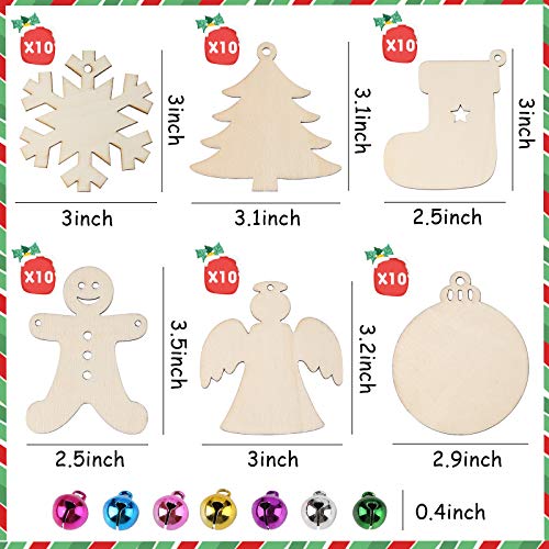 3 otters 133PCS Wooden Christmas Ornaments Unfinished Set, Wooden Slices Ornaments for Christmas Decoration and DIY Craft Making, Christmas Ornament Decorating Kit