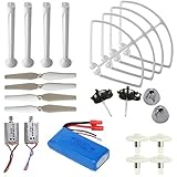 AVAWO Upgraded Spare Parts for Syma X8C X8W X8G Venture Full Spare Parts Kit Crash Pack (Main Blade Propellers & Motor & Propeller Protectors Blades Frame & Landing Skid & Battery & Gear etc. - White