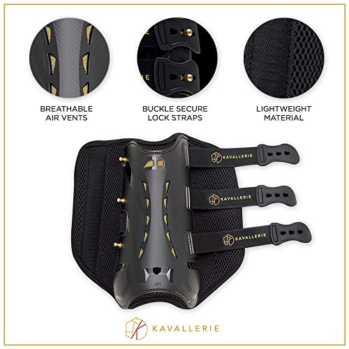 Dressage Boots for Horses by Kavallerie: Pro-K 3D Air-Mesh Horse Boots, Secure Leg Protection, Lightweight and Tough White & Black Dressage Sports Boots [Black] - Thumbnail 3