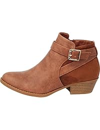 Cambridge Select - Corbata de tobillo para mujer, con hebilla de oeste, con puntera redonda cerrada