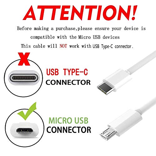 ProTVSolutions Adaptive Fast Charger Kit Compatible with Galaxy S7/S7 Edge/S6/Edge/Edge+/Note 5/4, LG G2 G3 G4 for Micro USB 2.0 Cable Kit {Wall Charger + 5FT Micro Cab} Fast Charging (White)