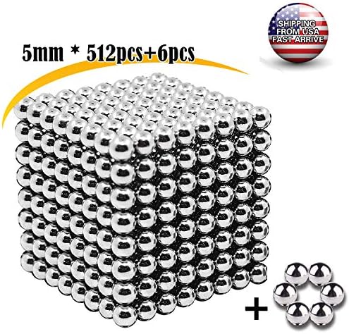 actoper Upgraded 5mm 512 Pcs + 6 Pcs Silver Magnets Sculpture Building Blocks Toys for Intelligence Learning, Office Toy and Stress Relief for Adults, Best Birthday Gift