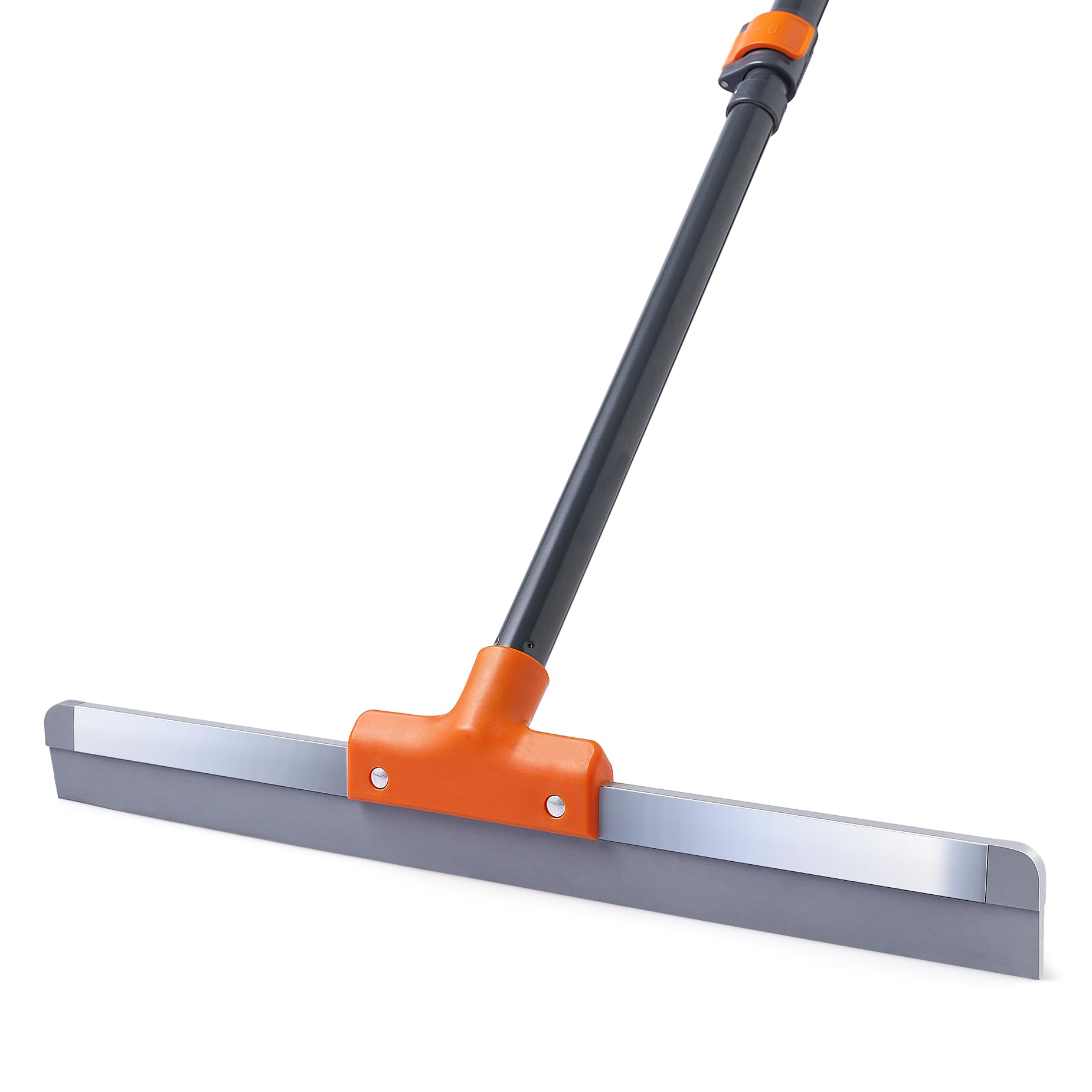 Rubber Floor Squeegee for Concrete Floor, Tile Floor, Metal Aluminium Heavy Duty Garage Shower Floor Squeegee Broom for Removing Water, Commercial Scrubber Mop with Extendable Long Handle