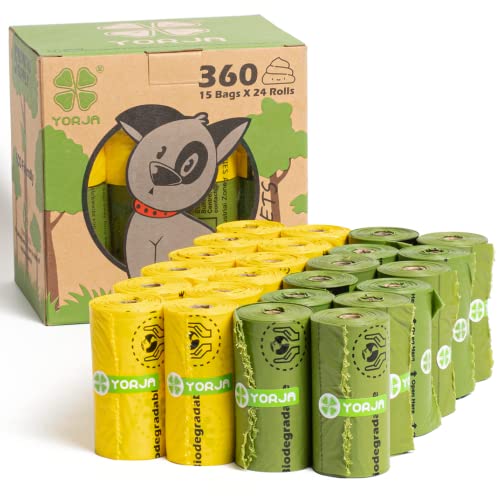 Yorja Dog Poop Bags Biodegradable Poop Bags for Dogs, Leak-Proof, Extra Large, Thick and Strong, 720 Pieces/360 Pieces/510 Pieces with Bag Dispenser