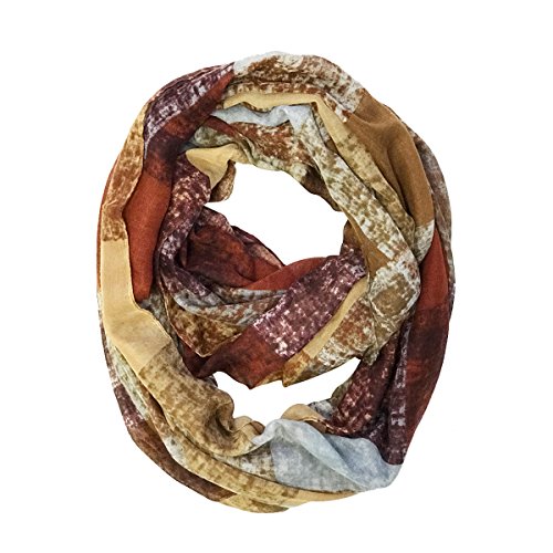 Bowbear Square Pattern Lightweight Infinity Scarf, Brown