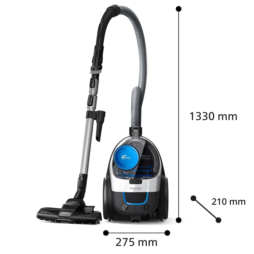 Philips PowerPro Compact Staubsauger – Leicht, Beutellos, 900 W Saugleistung, TriActive Düse für Hartböden und Teppich, Allergie H13 HEPA-Filter, PowerCyclone 5 Technologie (FC9332/09) 8
