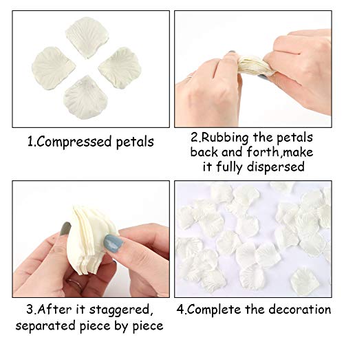 DomeStar Artificial Flower Petals 2000PCS Fake Rose Petals Fabric Petals Silk White Rose Petals for Romantic Night Wedding Valentines
