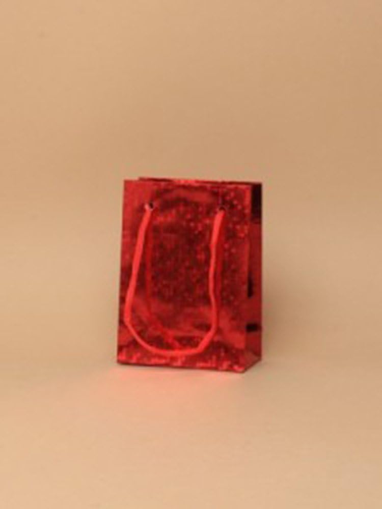 12 Pack Gift Bags Holographic Foil Party Weddings Presents Christmas Bulk Buy (Red Mini H11xW8xD4cm)