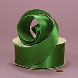 Emerald Green Cast-Over Wired Satin Ribbon, 1-1/2