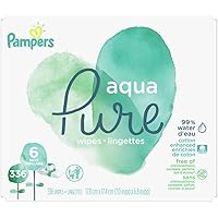Baby Wipes, Pampers Aqua Pure Sensitive Water Baby Diaper Wipes, Hypoallergenic and Unscented, 6X Pop-Top Travel Packs…