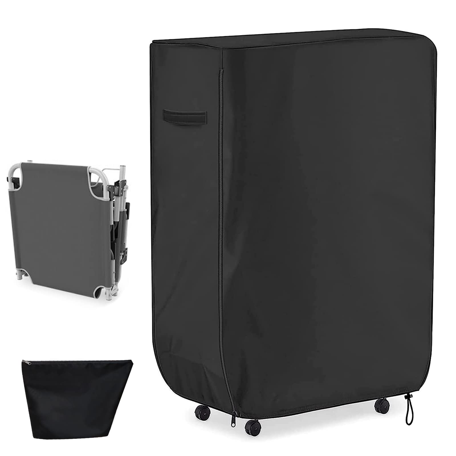 Ysislybin Folding Duvet Storage Bag, Folding Bed Dustproof Cover, Multifunctional Bed Protective Cover with Storage Bag (114 x 38 x 99 cm) - Black, Waterproof, Oxford Cloth