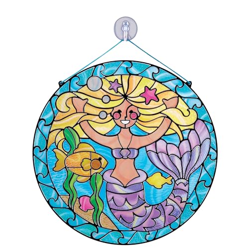 Melissa & Doug Stained Glass Made Easy Activity Kit: Mermaids - 140+ Stickers Kids Sticker Stained Glass Craft Kit; Mermaid Crafts for Kids Ages 5+