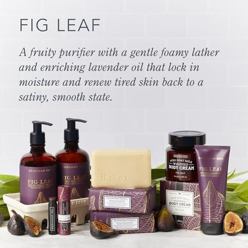 BEEKMAN 1802 GOAT MILK BODY SOAP BAR, FIG LEAF – SCENTED – 9 OZ – NOURISHES, MOISTURIZES & HYDRATES – 100% VEGETABLE SOAP WITH LACTIC ACID – GOOD FOR SENSITIVE SKIN – CRUELTY FREE