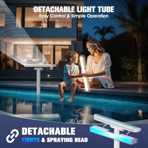 KingSom Pool Fountain with Coloured Lights, Rechargeable Waterfall Pool Fountain with Buttons and Remote Control, 10000 mAh Light Source for Above and Buried Pools, Water Fountain-Violet