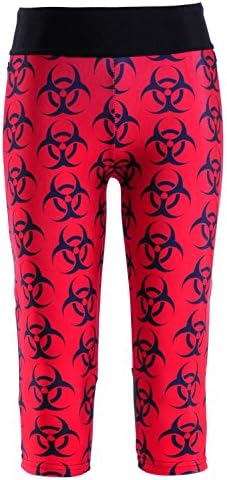 Lady Queen Women's Resident Evil Printed Fitness Knee-length Capri Pants S Red