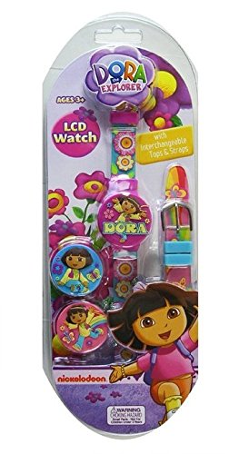 Nickelodeon Dora the Explorer Kids Digital Display Quartz Watch with Interchangeable Tops