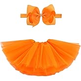 BGFKS 5 Layered Toddlers Tulle Tutu Skirt for Girls with Headband for Baby Girl 0 to 36 Months