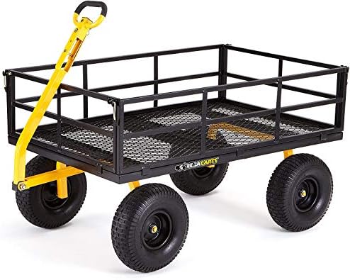 Gorilla Carts Gor1400 Com Heavy Duty Steel Utility Cart With Removable Sides And 15 Tires 1400 Lbs Capacity Black Amazon Sg Lawn Garden