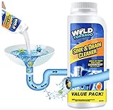 Powerful Sink and Drain Cleaner Chemical Powder Agent for Kitchen Toilet Pipe Dredging (White, 110G)