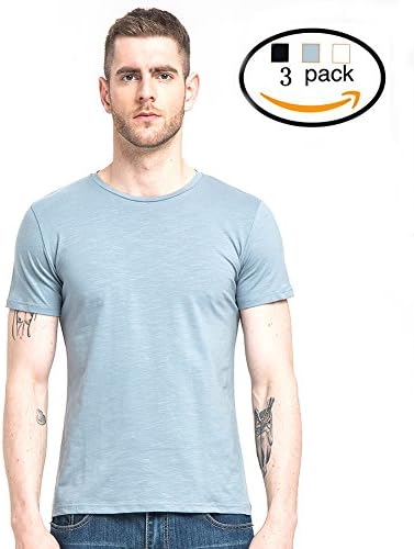 LEONNER Men's Cotton Blank Basic Stretch Crew Neck T-Shirts 3 Colors Pack (XXL)