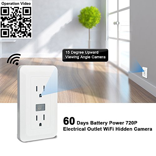 Wi-Fi Electrical Wall Outlet Spy Hidden Camera -BSTCAM Wall Outlet 720P Live Video Wi-Fi hidden Camera 60 days standby Self Loop Record Nanny Home Security Video Recorder Camera