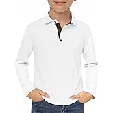 Haloumoning Boys Long Sleeve Polo Shirt Kids Casual Collared School Uniform Shirts 5-14 Years