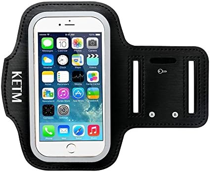 KETM Best Running Cell Phone Holder Case Arm Band Strap With Zipper Pouch/ Mobile Exercise Workout For Apple iPhone 6 6S Gold Plus iPod Touch Android Samsung Galaxy S5 S6 S7 Note 4 5 LG HTC