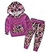 Baby Girls Floral Hoodie+ Floral Pant Set Leggings 2 Piece Outfits for 6M-3Y (12-18Months, Purple-red)