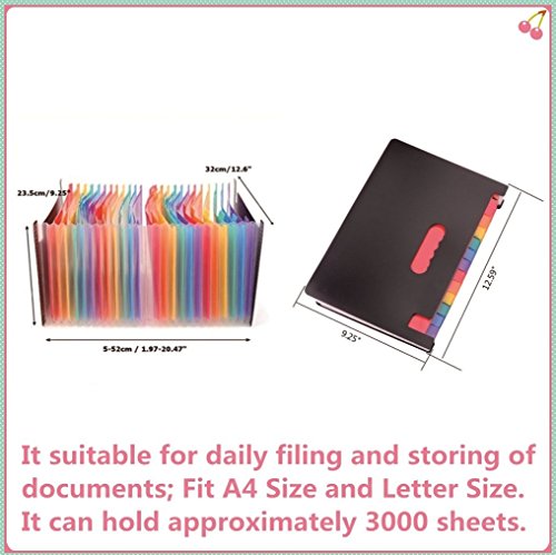 24 Pockets Expanding Files Folder/ A4 Expandable File organizer/ Portable Accordion File Folder/ High Capacity Stand/ Plastic Business File Organizer Box-by Blinyang