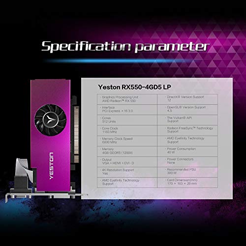 Yeston RX550-4G D5 LP grafische kaart 4GB geheugen Radeon Chill GDDR5 128bit 6000MHz VGA/DVI-D GPU - Image 8