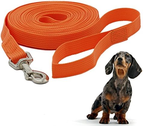 WLE A043 Orange 30 Foot Long the Walkie no Pull Nylon A Dog Leashes Flat Rope for Small Medium Dogs