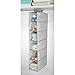 mDesign Chevron Fabric Baby Nursery Closet Organizer for Clothing, Bibs, Wipes, Diapers, Shoes - Hanging, 6 Shelves, Taupe/Natural