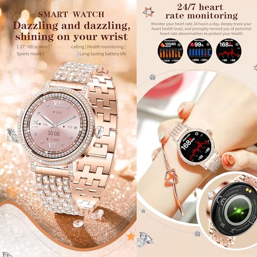 MYSHUN Reloj Inteligente Mujer con Llamadas, 1,27 Pulgada Smartwatch Mujer Deportivo con Podometro Pulsometro SpO2 Sueño Presion Arterial Actividad IP67 Reloj Digital para iOS Android (Plateado)