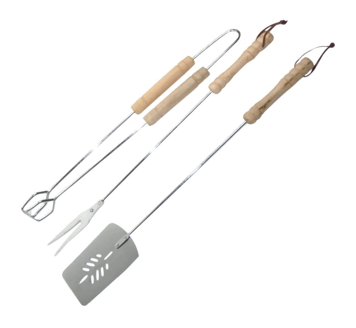 Kingfisher BBQSET3 Wooden Handled BBQ Tools - Multi-Colour (Set of 3)