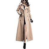 chouyatou Women's Fall Dressy Office Double Breasted Maxi Long Trench Coat Overcoat