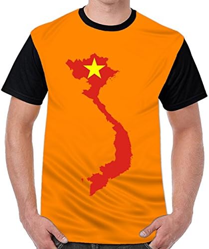 Speciallife Vietnam Map Flag Men's Sports Football T Shirts Orange