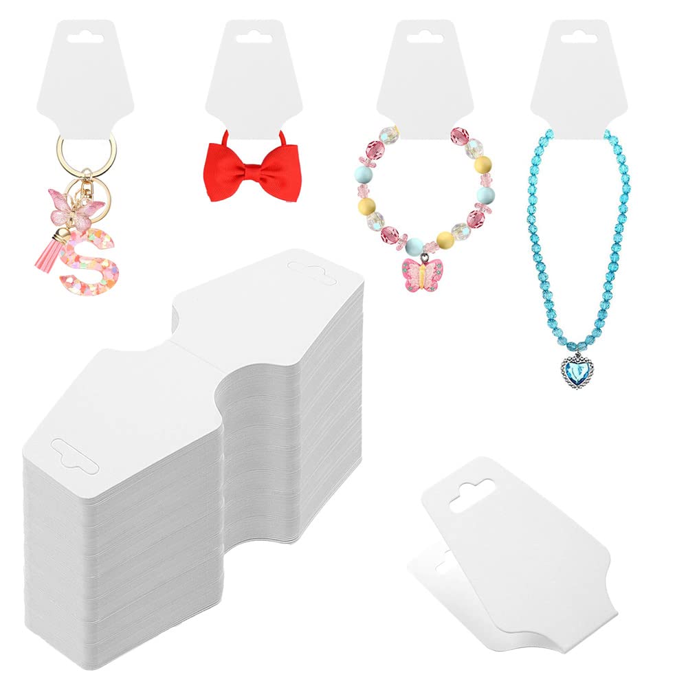 Photo 1 of 100PCS Bracelet Packaging | White Necklace Display Cards for Selling Jewelry Small Business Supplies Keychain Hang Tags Card for Craft Projects